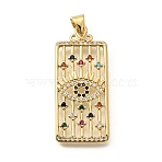 Rack Plating Brass Micro Pave Cubic Zirconia Pendants, Long-Lasting Plated, Lead Free & Cadmium Free, Evil Eye, 35.5x15x2.5mm, Hole: 5x3mm(KK-L226-030G-04)
