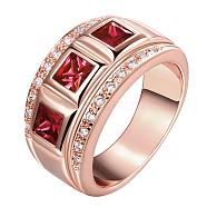 Classic Real Rose Gold Plated Brass Cubic Zirconia Wide Band Finger Rings, US Size 10(19.8mm)(RJEW-BB05471-10RG)