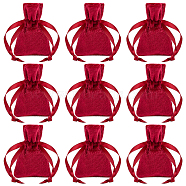 10Pcs Velvet Storage Bags, Drawstring Bags, Rectangle, Dark Red, 7.2x4.9x0.3cm(TP-BBC0001-12A-01)