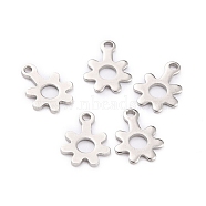 201 Stainless Steel Charms, Flower, Stainless Steel Color, 11x8.5x0.8mm, Hole: 1.2mm(STAS-F266-14P)