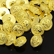 1-Hole Plating Acrylic Shank Buttons, Nautical Buttons, Flat Round with Anchor Buttons, Golden, 15x3mm, Hole: 2mm(BUTT-D002-02)