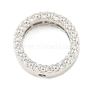 Brass Micro Pave Clear Cubic Zirconia Beads Frame, Long-Lasting Plated, Lead Free & Cadmium Free, Rings, Platinum, 12x3.5mm, Hole: 1.2mm(KK-P277-58A-P)