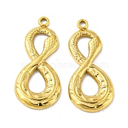 304 Stainless Steel Pendants, Number 8 with Snake Charms, Real 14K Gold Plated, 25x11.5x2mm, Hole: 1.6mm(STAS-L022-228G)
