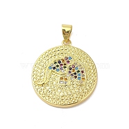 Brass Micro Pave Cubic Zirconia Pendants, Real 18K Gold Plated, Elephant, Colorful, 24x21x3mm, Hole: 5x3mm(KK-E111-04G)