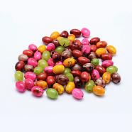 Spray Painted Drawbench Acrylic Beads, Oval, Mixed Color, 10x7.5mm, Hole: 1mm; about 1400pcs/500g(MACR-K331-25)