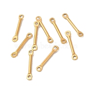 Ion Plating(IP) 304 Stainless Steel Connector Charms, Bar Links, Real 18K Gold Plated, 12x2x1mm, Hole: 1mm(STAS-Q323-04C-G)