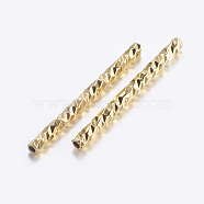 Brass Tube Beads, Tube, Faceted, Golden, 19.5x1.5mm, Hole: 0.5mm(X-KK-K197-B-35G)