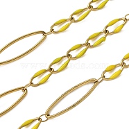 304 Stainless Steel Enamel Link Chains, Soldered, with Spool, Ion Plating(IP), Goldenrod, 20x6x1mm(CHS-U003-01G-08)