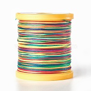 Round Waxed Polyester Cord, Micro Macrame Cord, Leather Sewing Thread, for Bracelets Jewelry Making, Beading Crafting Macrame, Colorful, 0.65mm, about 164.04 yards(150m)/roll(YC-E004-0.65mm-N654)