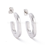 Non-Tarnish 304 Stainless Steel Stud Earring for Women, Letter C, Stainless Steel Color, 23x17x3mm, Pin: 0.8mm(EJEW-F287-04P)