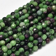 Faceted Round Natural Ruby in Zoisite Bead Strands, 4mm, Hole: 1mm, about 98pcs/strand, 15.5 inch(G-F289-11-4mm)