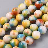 Natural Persian Jade Beads Strands, Dyed, Round, Tomato, 8mm, Hole: 1mm, about 50pcs/strand, 16 inch(G-H1625-8mm-PR16)