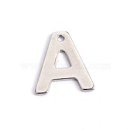 304 Stainless Steel Letter Charms, Letter.A, 11x10x0.5mm, Hole: 1mm(X-STAS-O072-A)