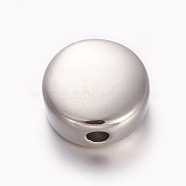 304 Stainless Steel Beads, Flat Round, Stainless Steel Color, 12x12x5.5mm, Hole: 2.3mm(STAS-O112-06P)