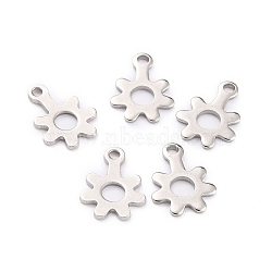 Non-Tarnish 201 Stainless Steel Charms, Flower, Stainless Steel Color, 11x8.5x0.8mm, Hole: 1.2mm(STAS-F266-14P)