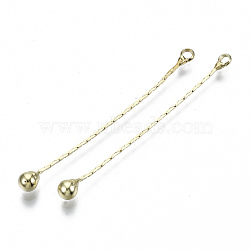 Brass Chain Tassel Big Pendants, with Iron Teardrop, Light Gold, 45~47x0.5mm, Hole: 1.6mm(X-KK-R129-12A-G)