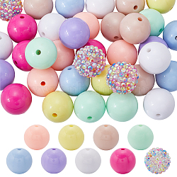 SUNNYCLUE Round Resin Rhinestone & Acrylic Beads, Mixed Color, 20x18~19mm, Hole: 2~3mm(DIY-SC0026-80B)