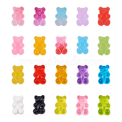 100Pcs 20 Colors Flatback Resin Cabochons, Bear, Mixed Color, 5pcs/color(RESI-PJ0001-02)
