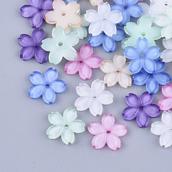 Translucent Resin Beads, for Jewelry Making, Sakura, Mixed Color, 11x11.5x2mm, Hole: 1.2mm(X-RESI-T040-023)