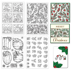 CRASPIRE 4 Sheets 4 Styles PVC Plastic Stamps, for DIY Scrapbooking, Photo Album Decorative, Cards Making, Stamp Sheets, Christmas Themed Pattern, 16x11x0.3cm, 1 sheet/style(DIY-CP0007-06A)