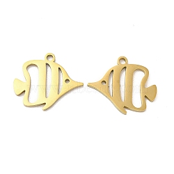 Ion Plating(IP) 304 Stainless Steel Pendants, Fish Charm, Real 18K Gold Plated, 18x20.5x1.5mm, Hole: 1.8mm(STAS-L020-027G)