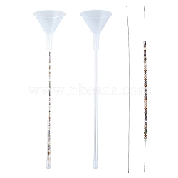 2Pcs Plastic Beaded Funnel Tools, Clear, 25.5~23.8x5.2~5.25cm, Inner Diameter: 0.45~0.5cm(TOOL-YWC0007-001)