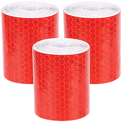 3 Rolls Safety Mark Reflective Tape Crystal Color Lattice Reflective Film, Car Styling Self Adhesive Warning Tape, Red, 4.9x0.03cm, about 3m/roll(DIY-GF0005-71C)