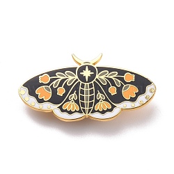 Butterfly with Flower Enamel Pin, Exquisite Alloy Enamel Brooch for Backpack Clothes, Golden, Orange, 23x45x8.5mm, Pin: 0.7mm(JEWB-I016-10G)