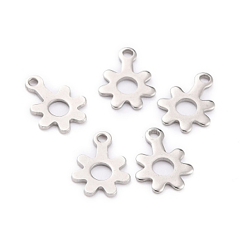 201 Stainless Steel Charms, Flower, Stainless Steel Color, 11x8.5x0.8mm, Hole: 1.2mm