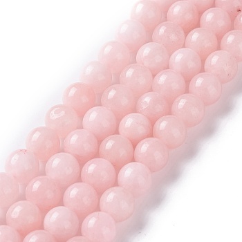 Natural White Jade Imitation Pink Opal Beads Strands, Round, Dyed, 8mm, Hole: 1mm, about 48pcs/strand, 15.16 inch(38.5cm)