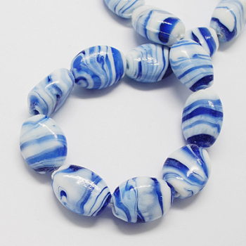Handmade Lampwork Beads, Oval, Royal Blue, 21x17x12mm, Hole: 1~3mm
