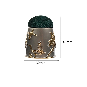 Retro Flower Zine Alloy Needle Pins Wrist Velvet Cushions, for Sewing Quilting Accessories, Green, Platinum, 40x30mm