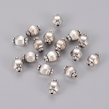Tibetan Style Spacer Beads, Lead Free & Cadmium Free, Barrel, Antique Silver, about 7mm in diameter, 10mm long, hole: 1mm
