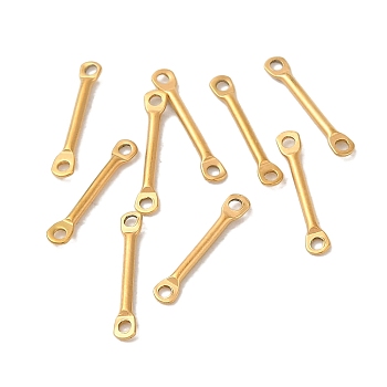 Ion Plating(IP) 304 Stainless Steel Connector Charms, Bar Links, Real 18K Gold Plated, 12x2x1mm, Hole: 1mm
