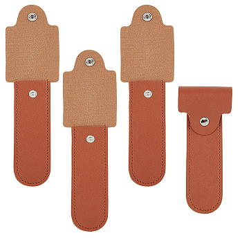 SUPERFINDINGS 4Pcs PU Leather Razor Sheath, with Iron Snap Closure, Saddle Brown, 141x58x8.5mm, Inner Diameter: 109x30mm