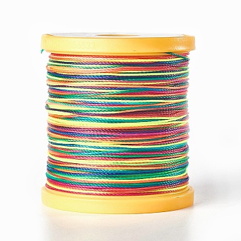Round Waxed Polyester Cord, Micro Macrame Cord, Leather Sewing Thread, for Bracelets Jewelry Making, Beading Crafting Macrame, Colorful, 0.65mm, about 164.04 yards(150m)/roll
