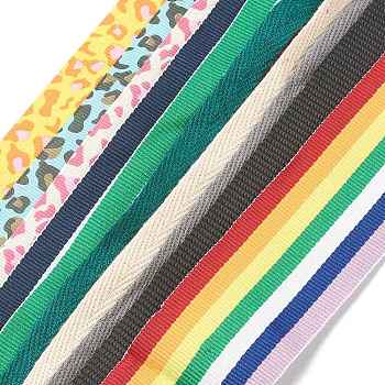 Polyester Ribbons, Mixed Color, For Clothing Supplies or Bag Accessories, 3/8 1-1/2 inch(10~39mm), about 5.4yards/pc(5m/pc)