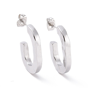 Non-Tarnish 304 Stainless Steel Stud Earring for Women, Letter C, Stainless Steel Color, 23x17x3mm, Pin: 0.8mm