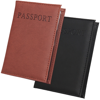 2Pcs 2 Colors PU Leather Passport Cover, Rectangle, Mixed Color, 142x100x7mm, 1pc/color 