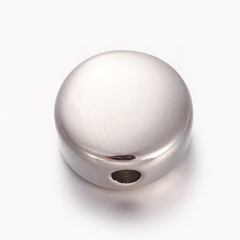 304 Stainless Steel Beads, Flat Round, Stainless Steel Color, 12x12x5.5mm, Hole: 2.3mm
