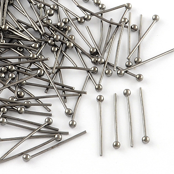 Brass Ball Head pins, Cadmium Free & Lead Free, Gunmetal, 24x0.7mm, 21 Gauge, Head: 2mm, about 10000pcs/bag