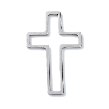304 Stainless Steel Linking Rings, Cross, Stainless Steel Color, 26x17x1mm