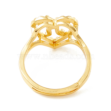 Real 18K Gold Plated Brass Alphabet Adjustable Rings(RJEW-M139-18K)-3