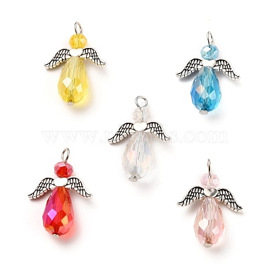 Antique Silver & Platinum Mixed Color Angel & Fairy Glass Pendants