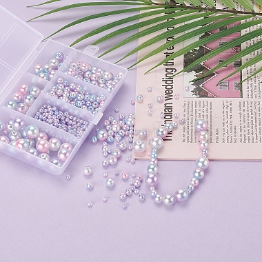 497Pcs 5 Style Rainbow ABS Plastic Imitation Pearl Beads(OACR-YW0001-07F)-8