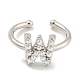 Rack Plating Brass Open Cuff Rings for Women(RJEW-F162-01P-W)-2