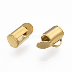304 Stainless Steel Slide On End Clasp Tubes, Slider End Caps, Golden, 6x6x4mm, Hole: 3x1.5mm, Inner Diameter: 3mm(X-STAS-S115-01A-G)