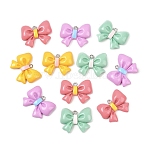 Opaque Resin Pendants, Bowknot, with Platinum Tone Iron Loops, Mixed Color, 23.5x29.5x7mm, Hole: 2mm(RESI-G117-02)