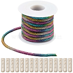 5 Yards Rhinestone Synthetic Rubber Cords, with 20Pcs Column Alloy Shoelace Buckle Connectors, Platinum, Colorful, 3.5mm(OCOR-SP0001-33F)