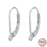 925 Sterling Silver Leverback Hoop Earrings, Silver, 16.5x10x2mm, Hole: 1mm, Pin: 0.8mm(STER-L054-52S)